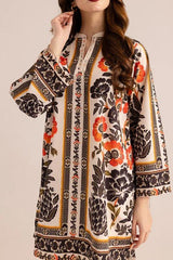 Stylish Printed V-Neck Shirt and Plain Trouser Set - 2 Pcs