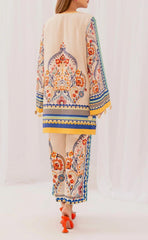 Stylish Printed V-Neck Shirt and Plain Trouser Set - 2 Pcs